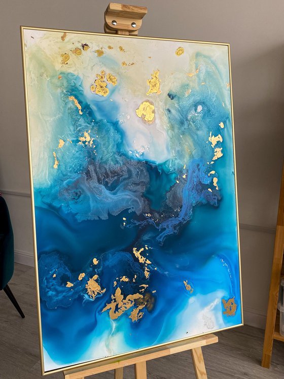 Abstract Ocean Gold 70x100