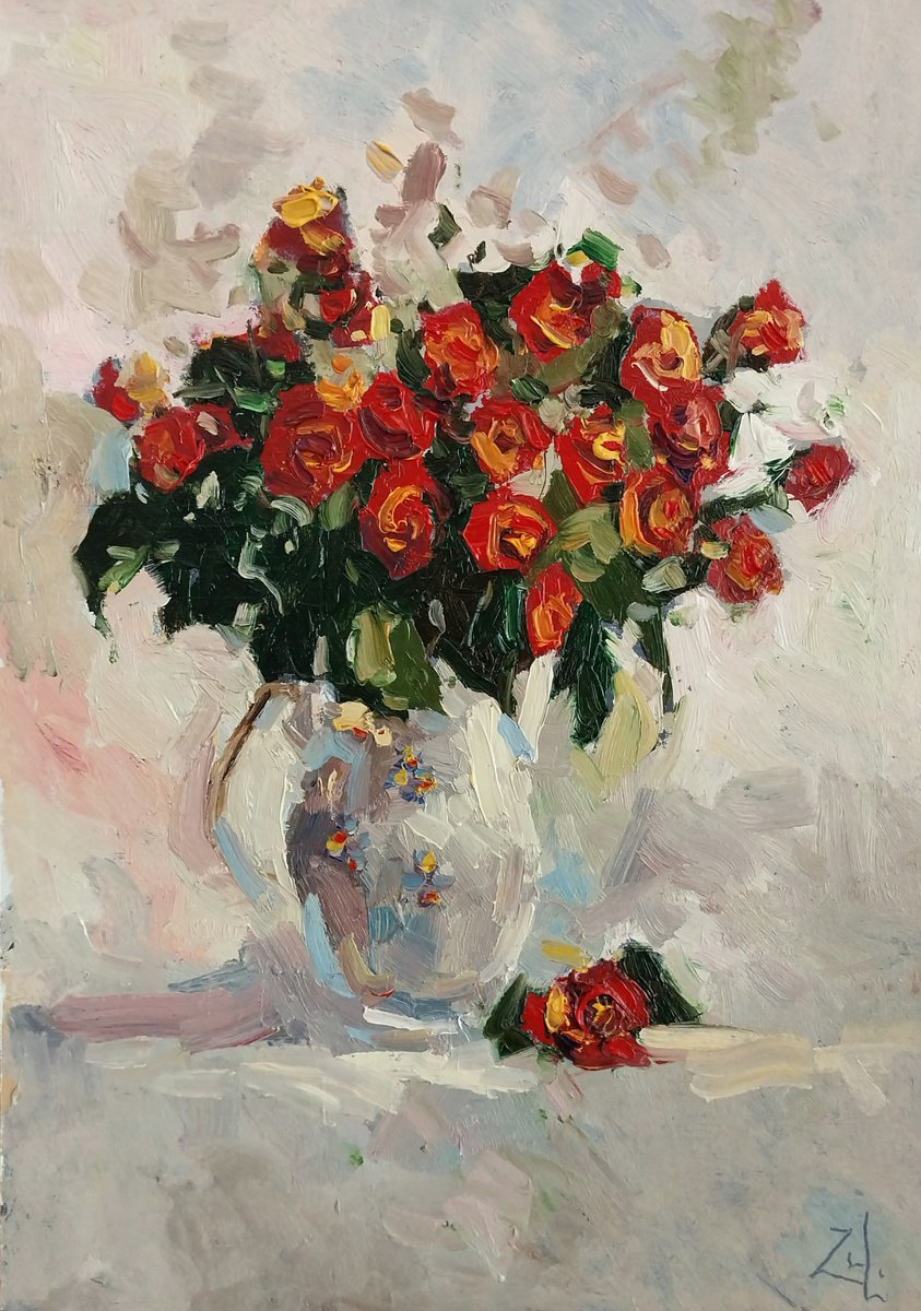 Roses in a vase by Vahan Shakhramanyan