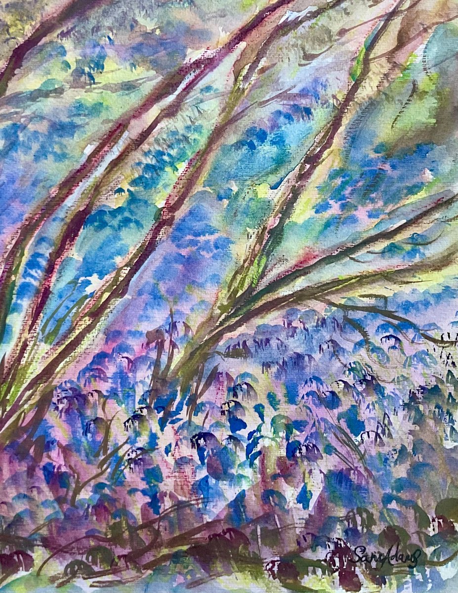 Expressive Watercolour , In The Bluebells By Samantha Adams, 8 X 10, Artwork For Sale On Artfinder