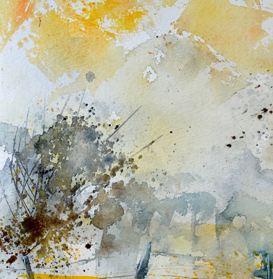 A meadow in mist watercolor
