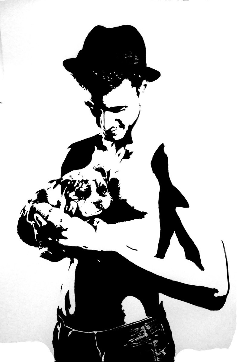 Abstract Portrait Drawing By Simona Tsvetkova, 16 X 24", Black And White 10-71, Original Artwork