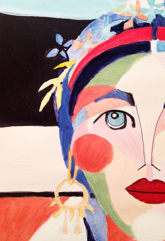 Lady2- original acrylic on paper- 23x 30 cm (9'x12'Inches)