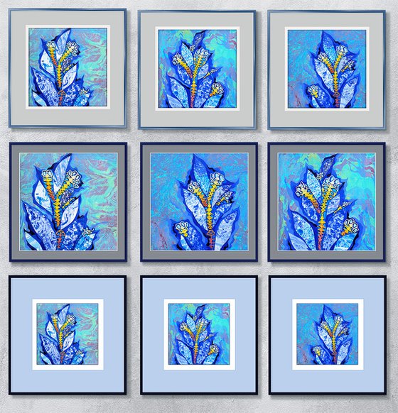 Blue Garden, set of 3