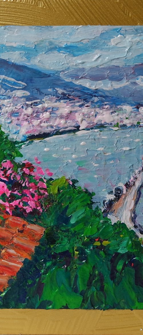 'SUMMER BLOSSOM IN ALANAYA, TURKEY' - Small Acrylics Painting on Panel by Ion Sheremet