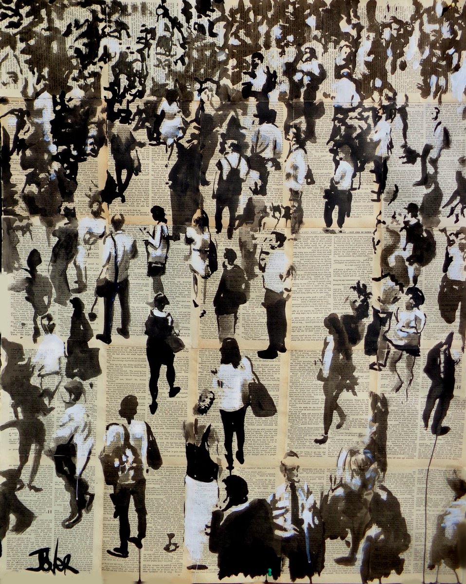 Impressionistic Portrait Ink Drawing By Loui Jover, 33 X 41", In Transit, Original Artwork