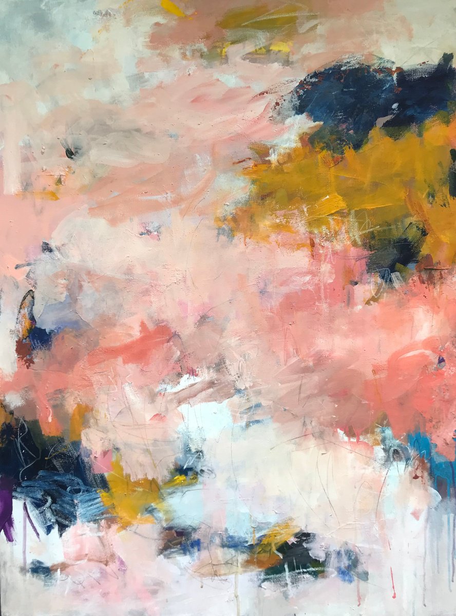 Abstract Landscape Acrylic Painting By Angela Dierks, 30 X 40, On A Cloud, Original Artwork