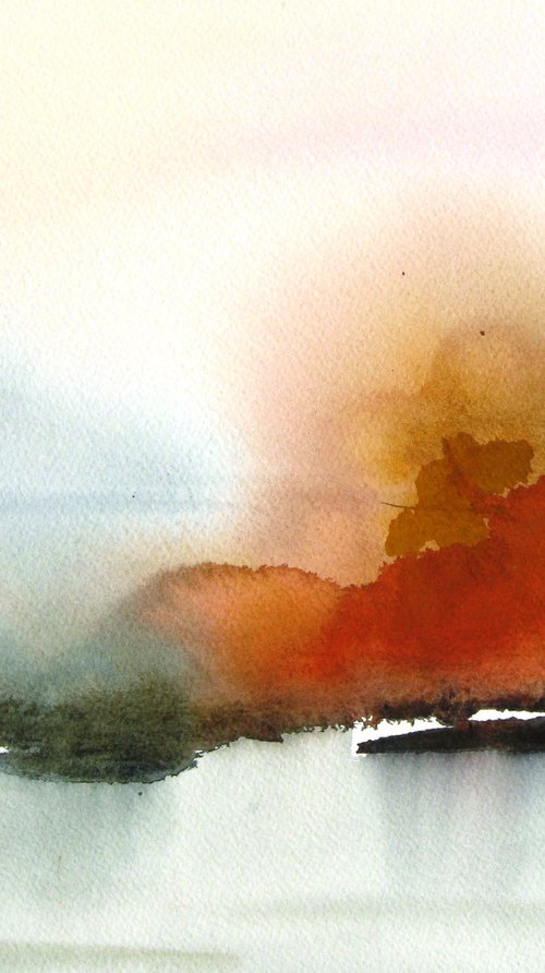 Cottonwood Mist - Original Watercolor Painting by CHARLES ASH