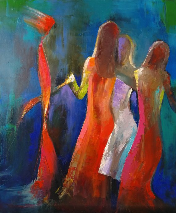 Victory dance 60x50cm ,oil/canvas, impressionistic figure