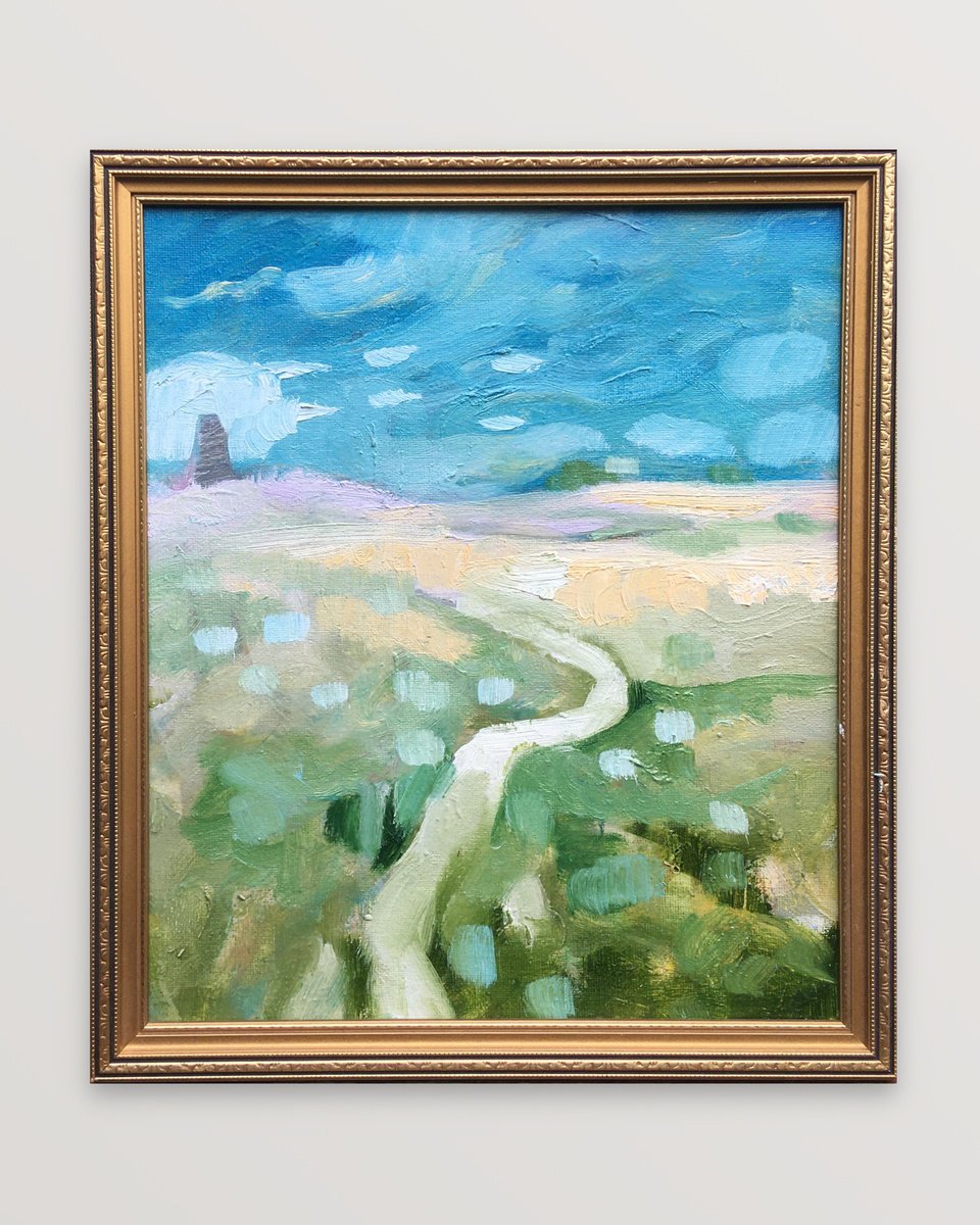 Impressionistic Landscape Oil Painting By Guy Pickford, 11 X 13, Atop The Hill, Original Artwork