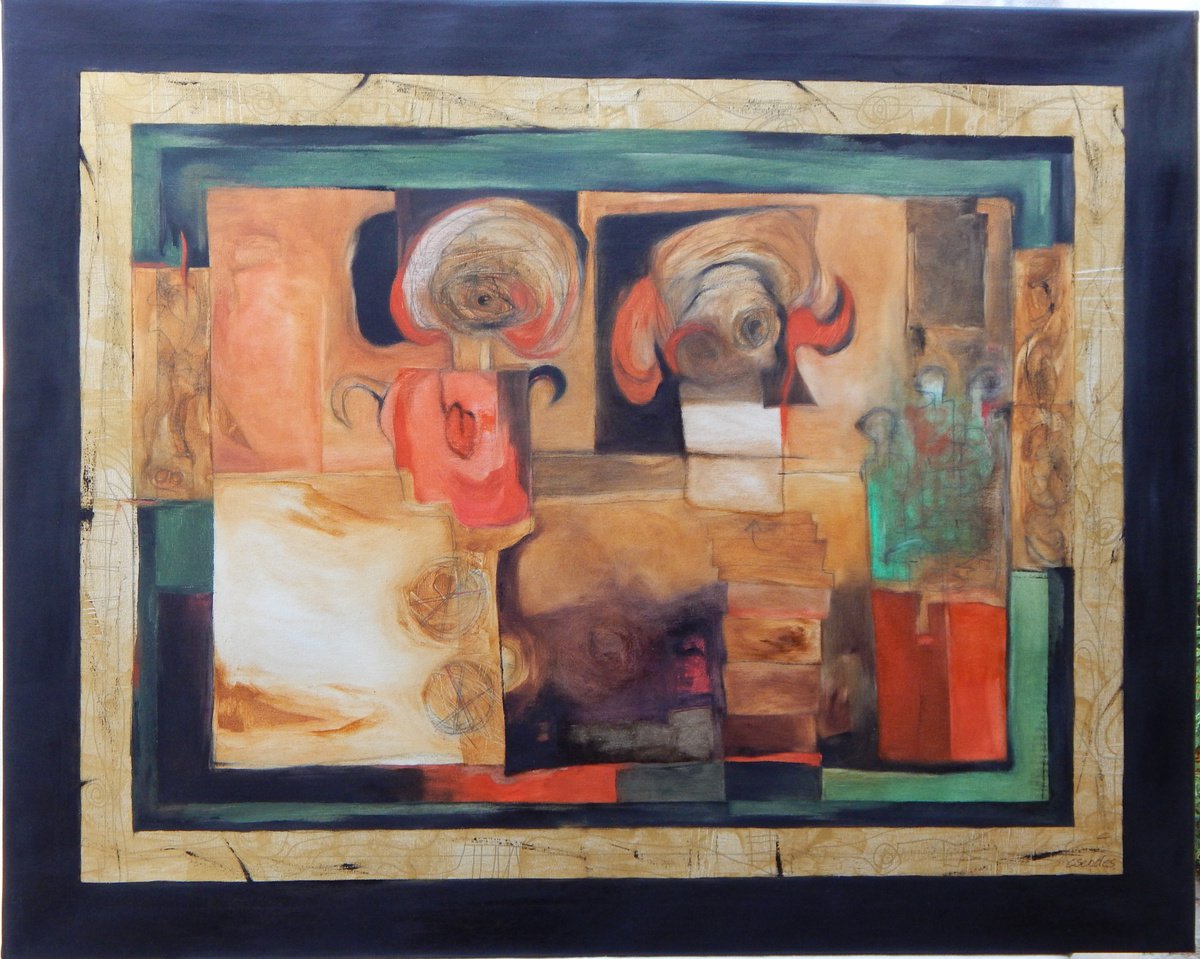 Abstract Oil Painting By Csaba Csendes, 39 X 31, Colere Et Doux, Original Artwork