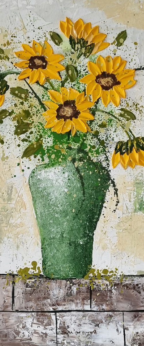 VASE WITH SUNFLOWERS by Cinzia Mancini