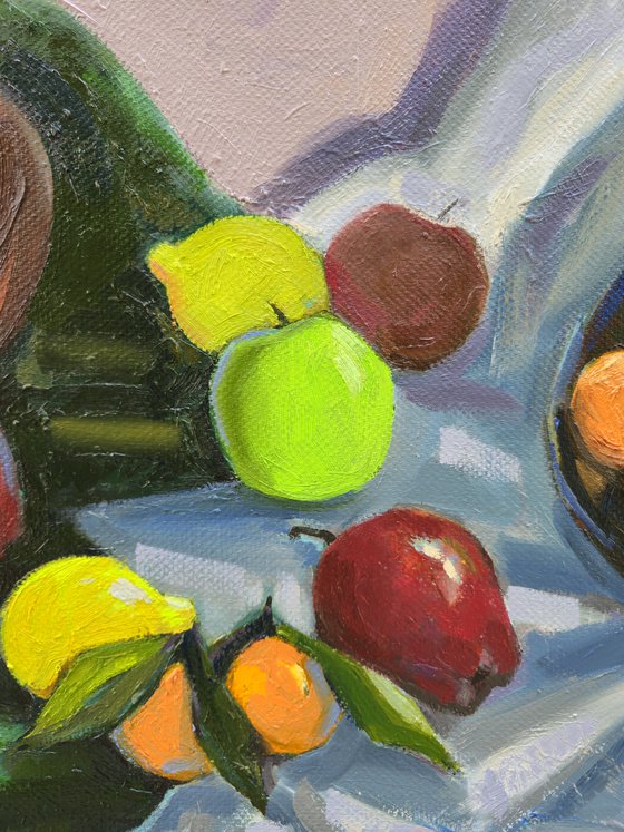 Still life with fruits and pears