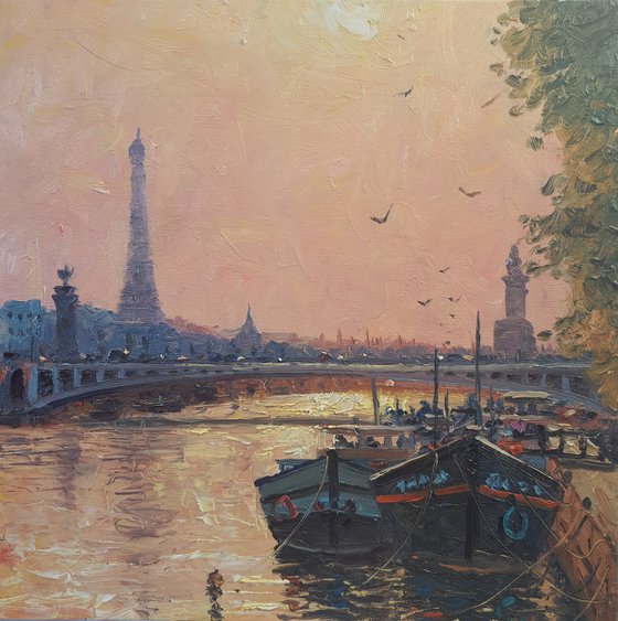 Paris, river Seine sunset