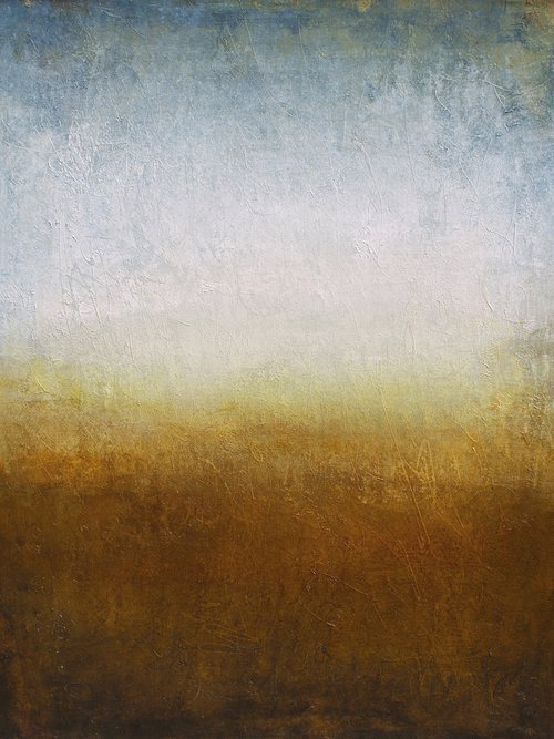 Gold And Blue 200802 , minimalist abstract earth tones by Don Bishop