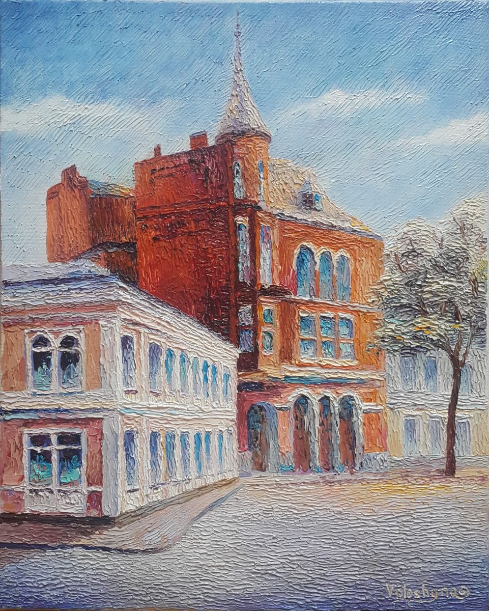 Impressionistic Cityscapes Oil Painting By Mary Voloshyna, 16 X 20", Baron