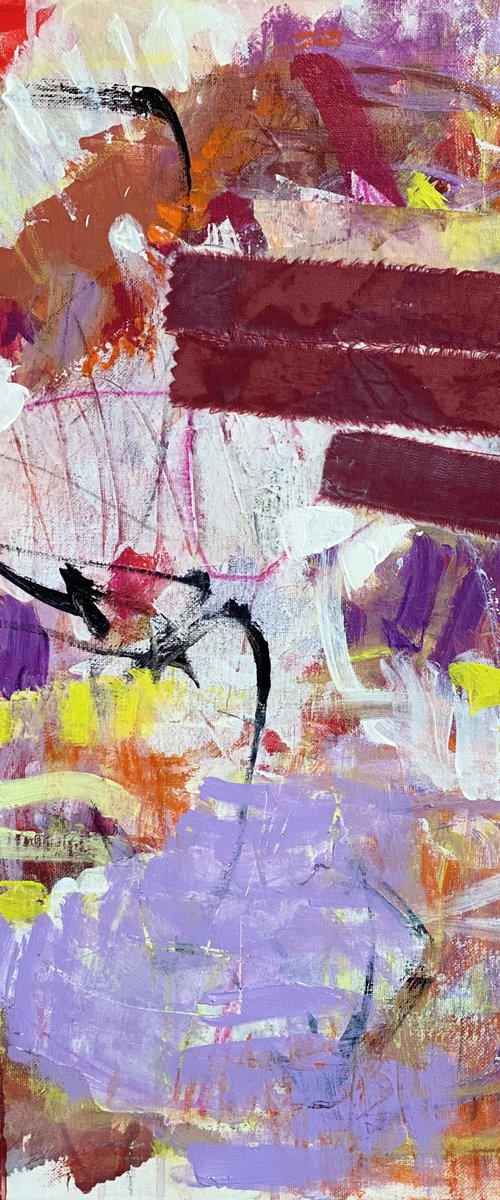Taking a Difficult Path - Colorful and Whimsical Abstract Expressionism by Kat Crosby