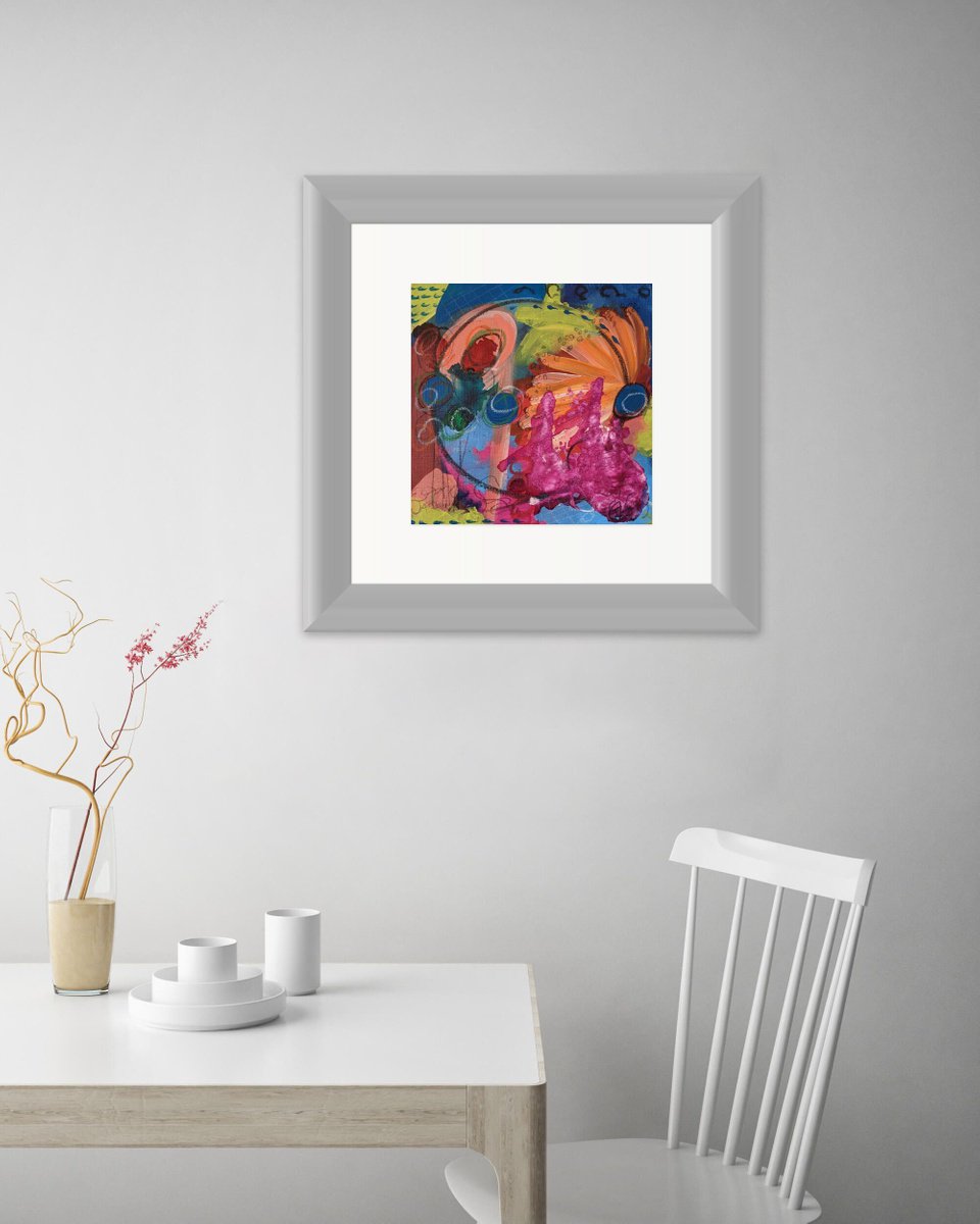 Abstract Painting By Shelli Finch, 12 X 12", Rabble Rouser, Original Artwork