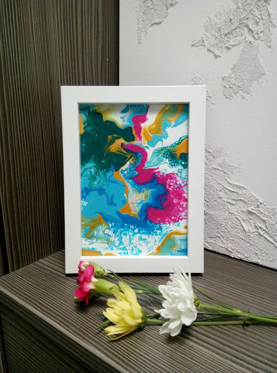 Coral Reef + Frame or easel , READY TO HANG