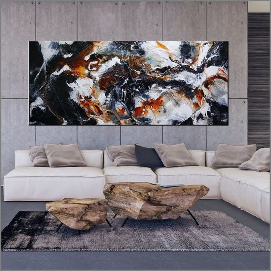 Radioactive Oxide 240cm x 100cm Black Brown White Textured Abstract Art