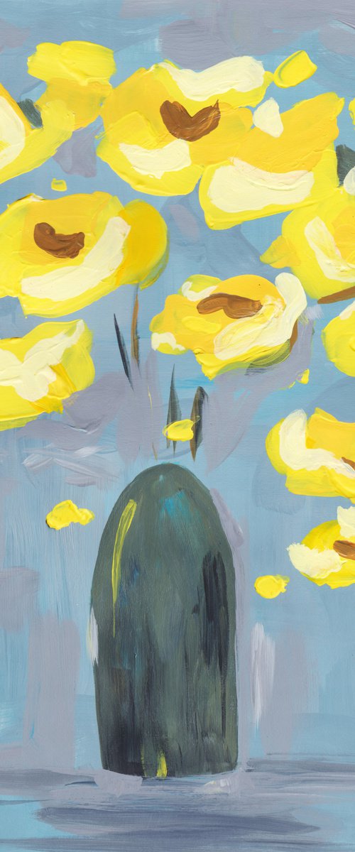 "Morning bouquet"floral abstract painting, expressive flower, contemporary art, office art, home decor, gift idea. by Alexandra Dobreikin