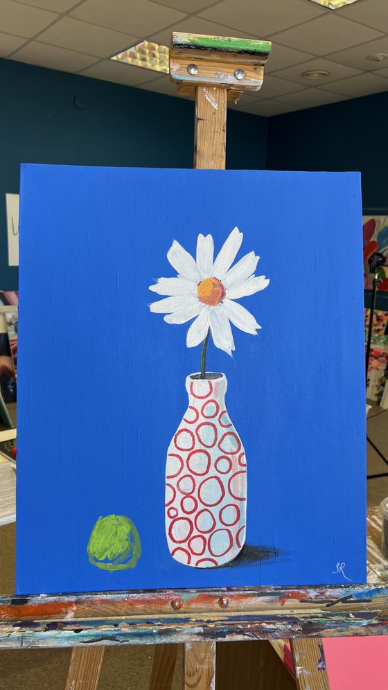 White Daisy Painting in Vase