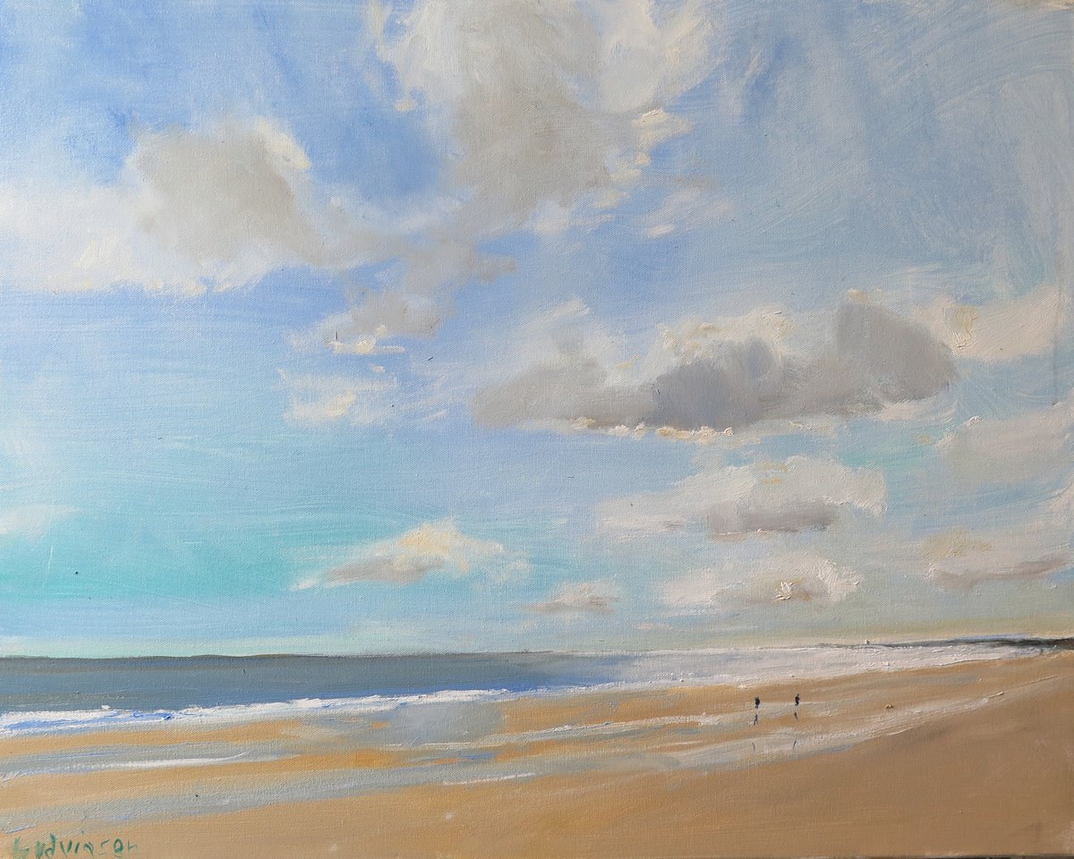 Impressionistic Landscape Oil Painting By Malcolm Ludvigsen, 30 X 24", Bridlington, Sept 22, Original Artwork