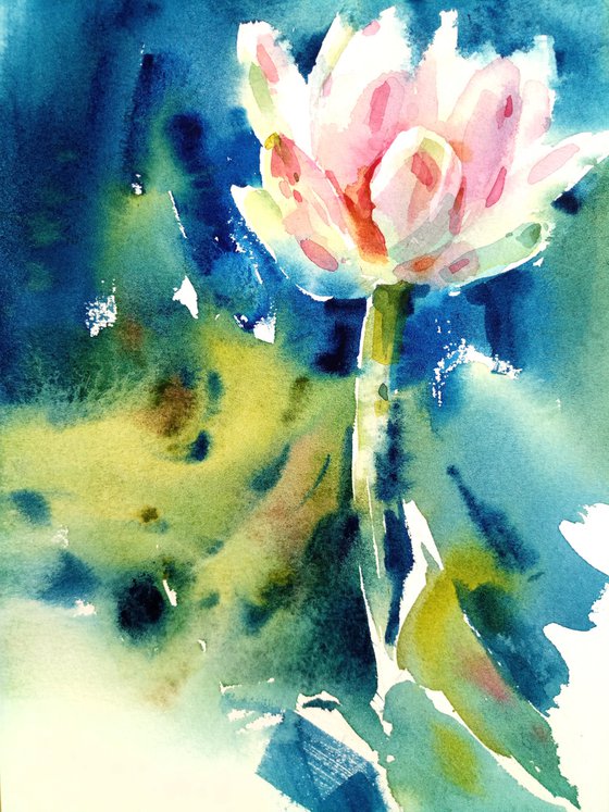 Original watercolor painting "Lotus - the flower of life"