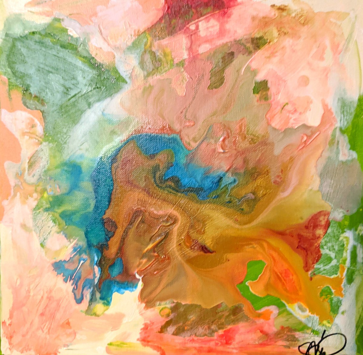 Abstract Painting By Shelli Finch, 12 X 12", Surprised To Find, Original Artwork