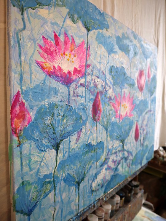 Water Lilies and Koi Fish