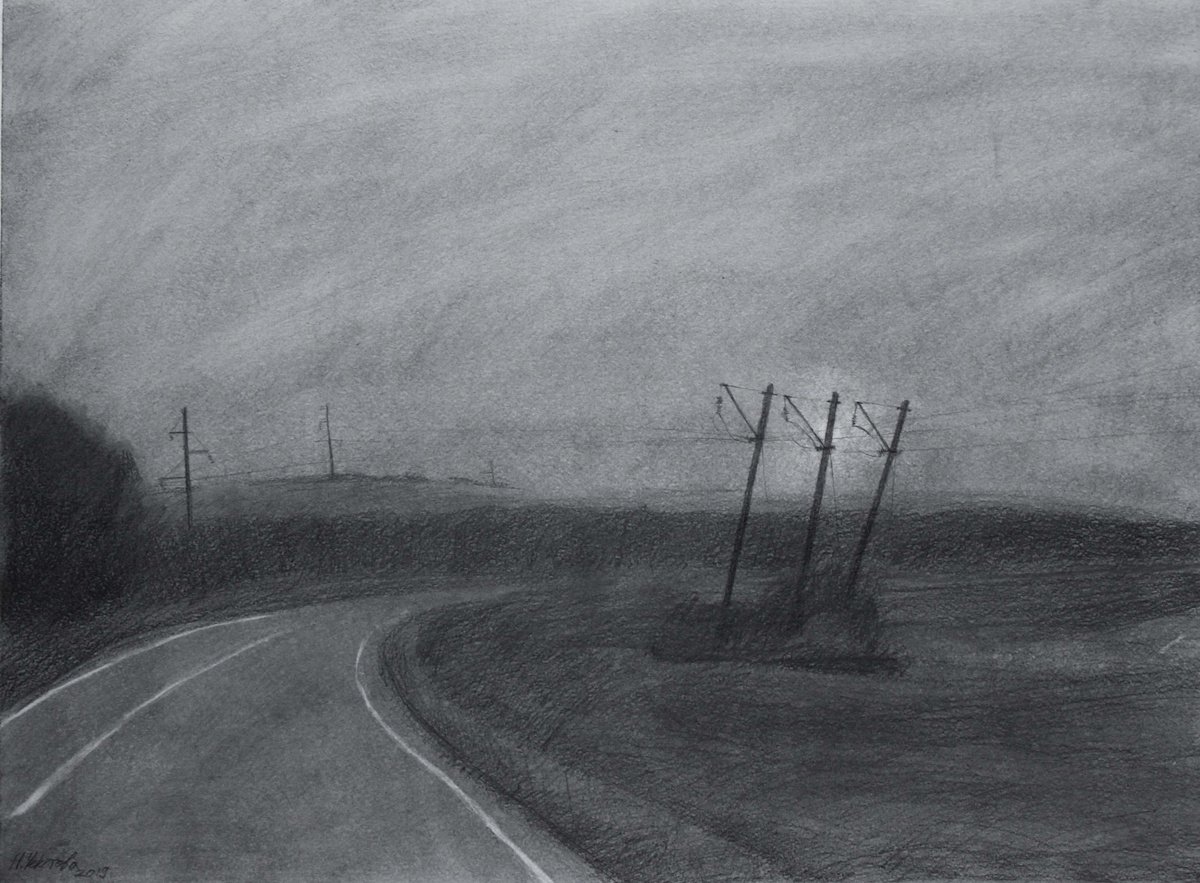 Three pillars on the road west by Natalia Chekotova