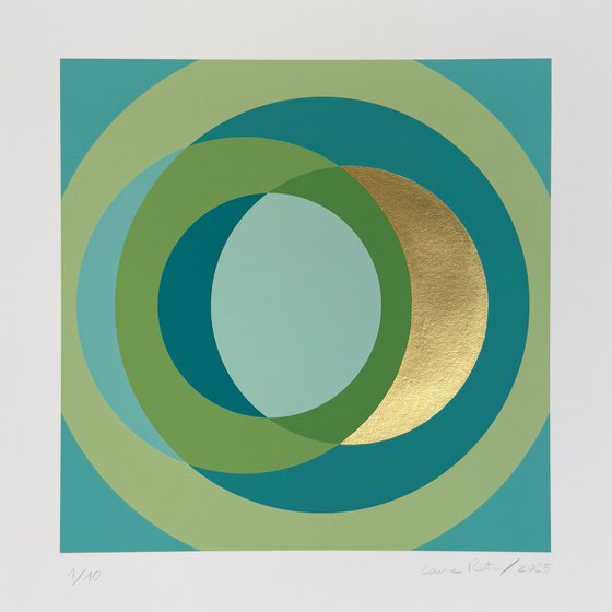 Fine Art Print & Gold painted. Turquoise