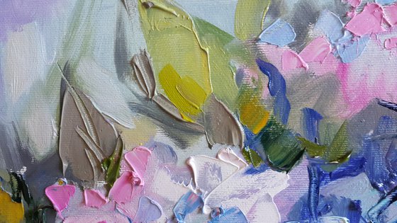 Painting Hydrangeas, Bouquet of flowers, flowering hydrangea