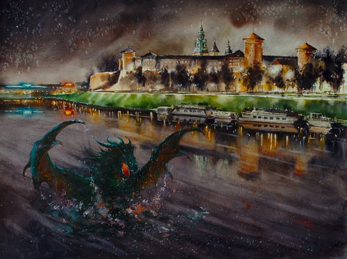 Wawel Dragon in Vistula River, Krakow, Poland by Eve Mazur