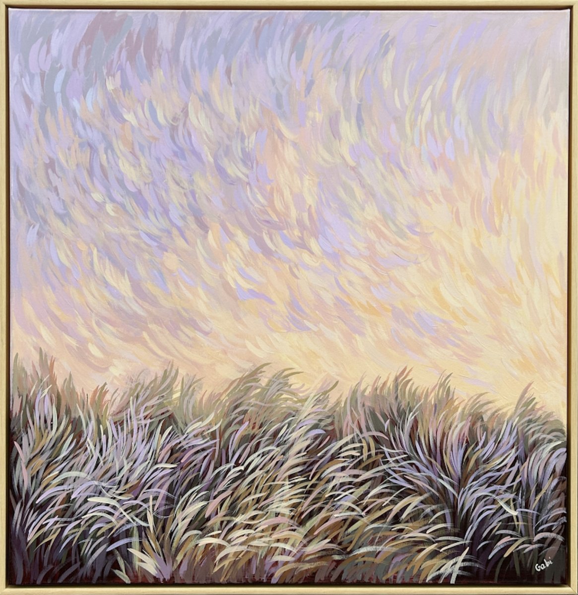 Impressionistic Landscape Acrylic Painting By Gabriele Prismantaite, 31 X 31, Sun Salutation, Original Artwork