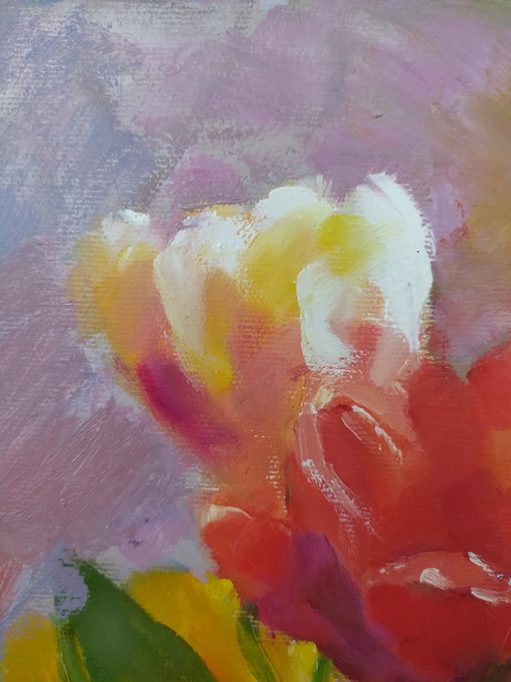 Tulips and mimosa