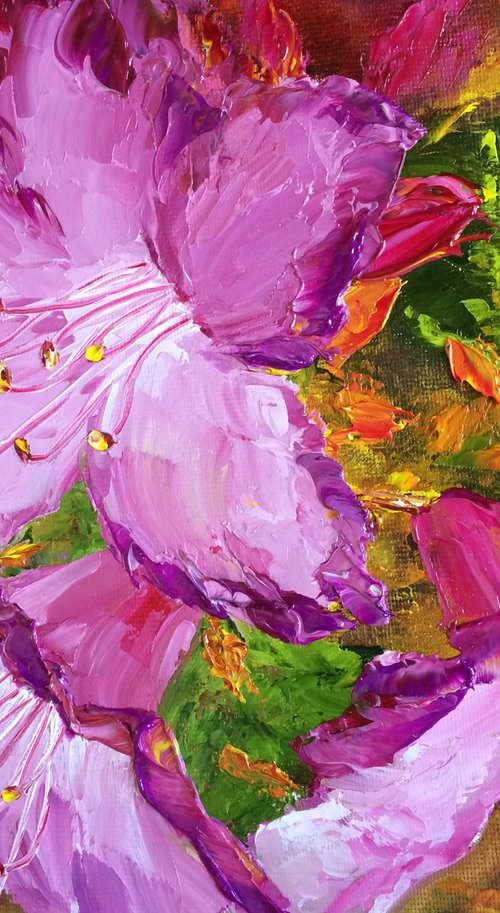 MAGENTA FANTASIA - Pink lilies. Floral abstraction. Macro flowers. Blooming. Graceful. Soft. Decoration. by Marina Skromova