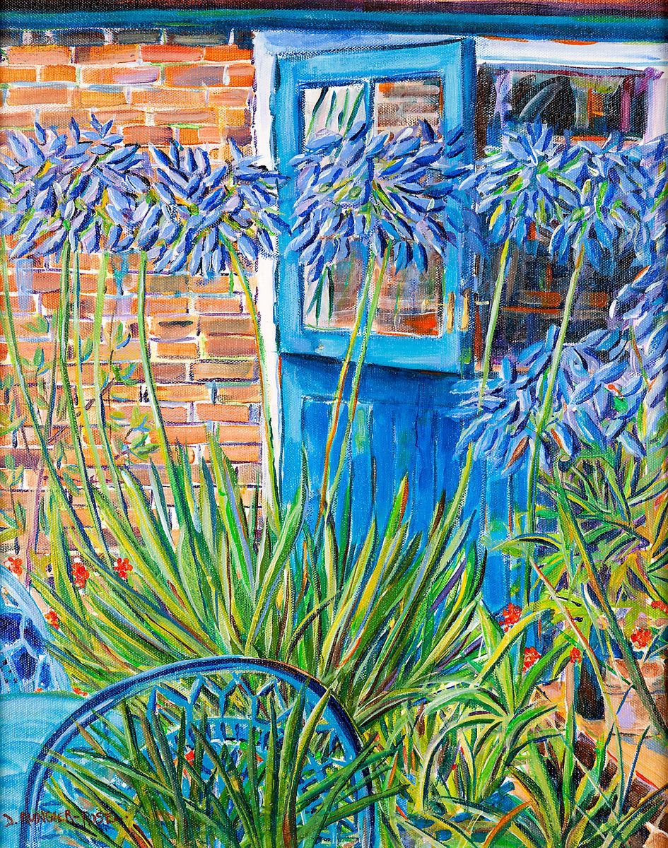 AGAPANTHUS BY THE BLUE DOOR by Diana Aungier-Rose