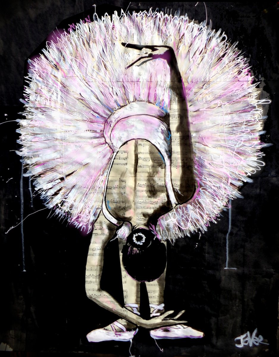 Impressionistic Portrait Ink Drawing By Loui Jover, 34 X 43", The Swan, Original Artwork