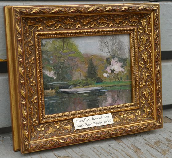 Japanese garden. Sakura blossom