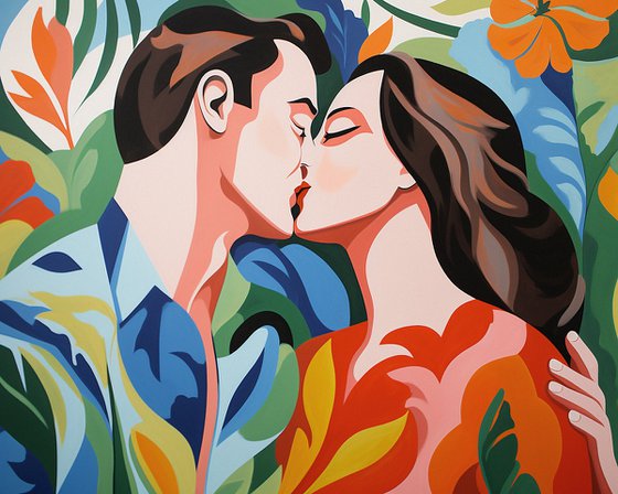 Kiss in flowers