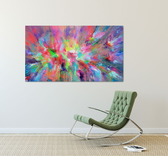 55x31.5'' Large Colorful Ready to Hang Abstract Painting Happy Harmony XXX