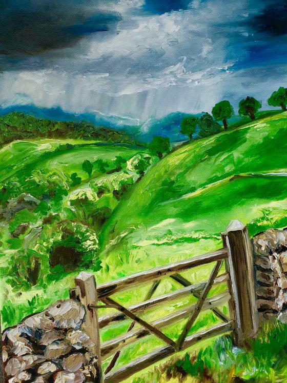 PEAK DISTRICT . ENGLISH LANDSCAPE, OIL PAINTING. OFFICE URBAN WALL ART