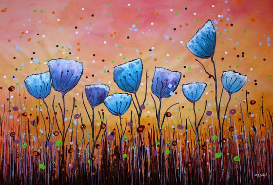 Young Folks #6 - Large original abstract floral painting