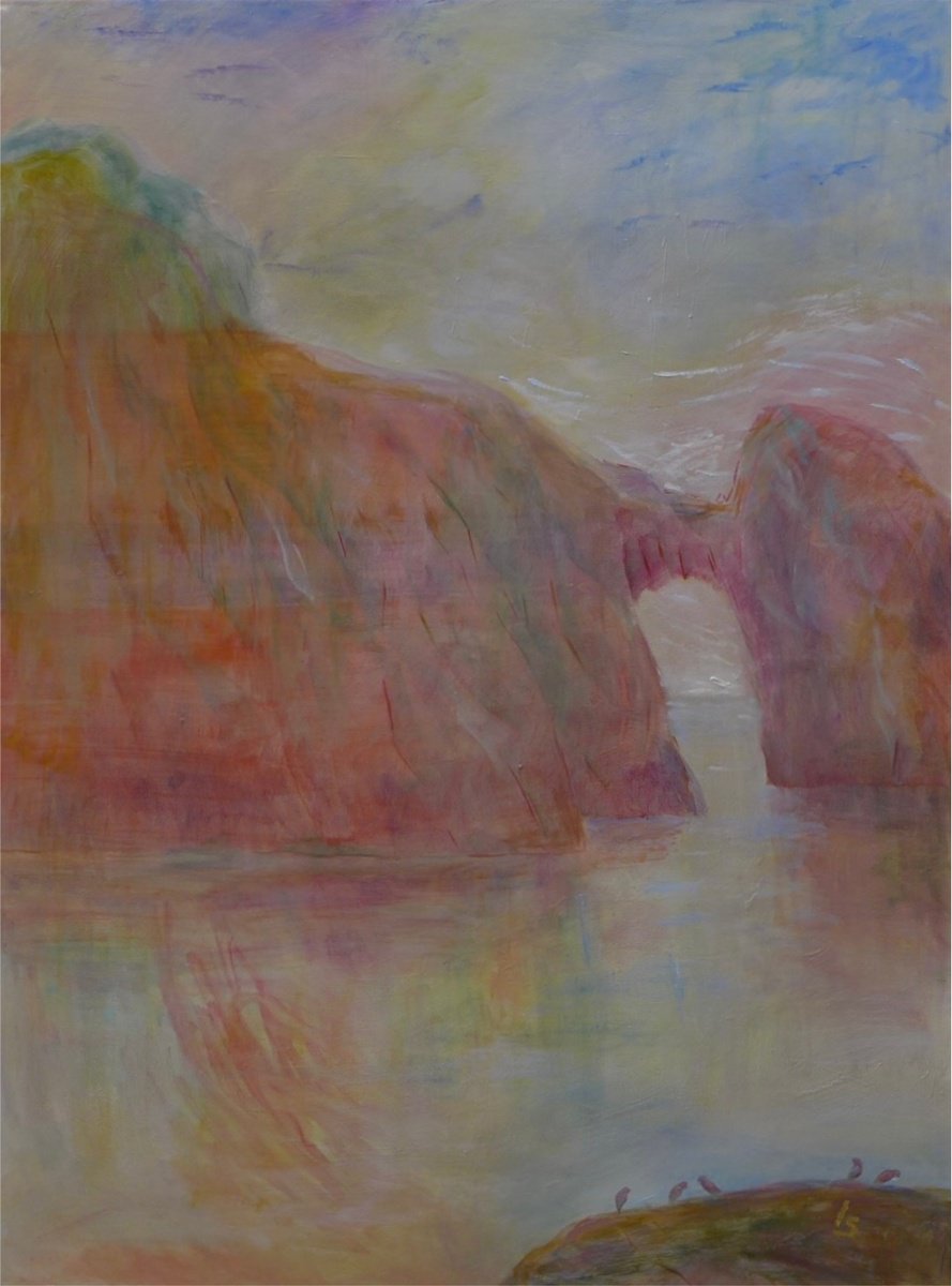 Impressionistic Landscape Oil Painting By Irina Smirnova-Seymour, 35 X 47, Torquay Arch, Original Artwork