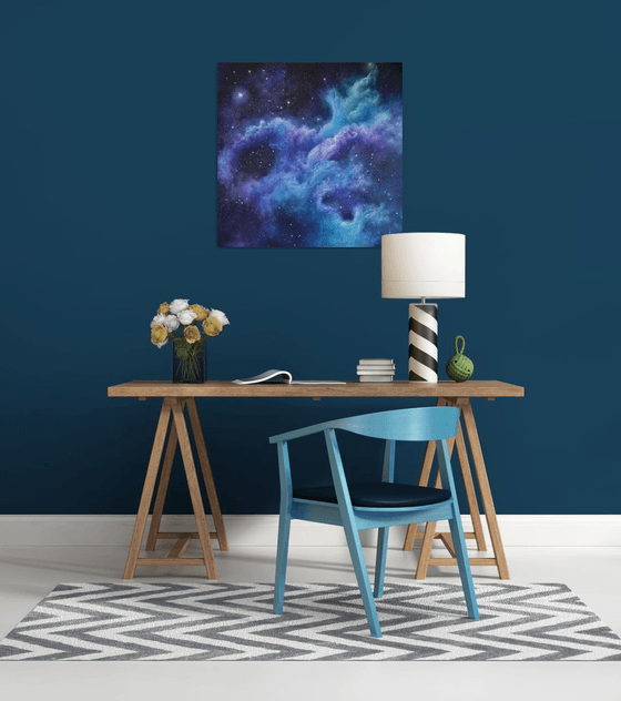 'Far Above THe World' - Space Art, Finger-painted