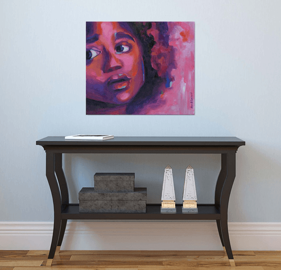 Young Black Female Face — Curious