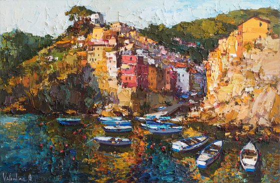 Riomaggiore, Cinque terre - Italian Landscape painting