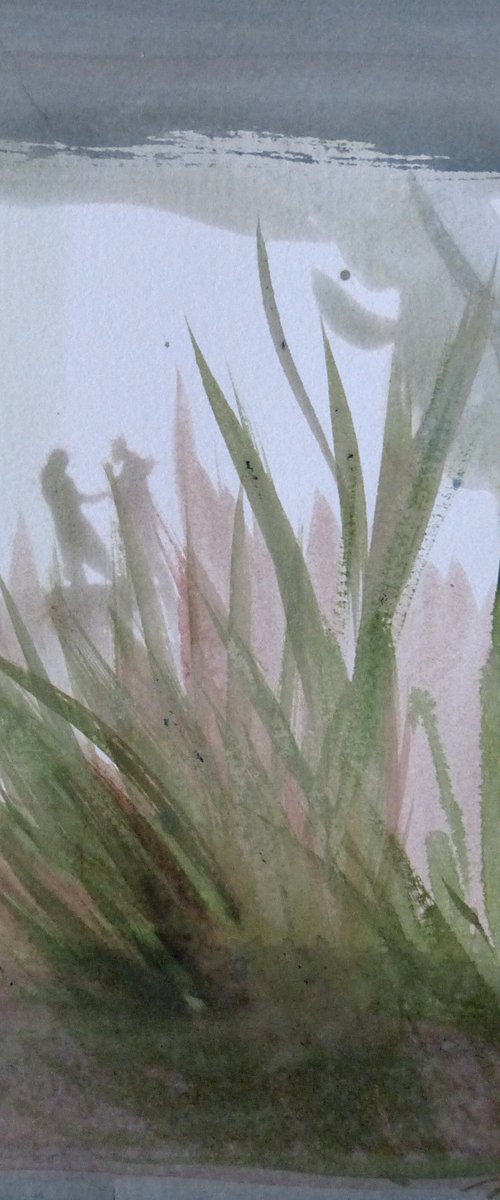 Behind the leaves of grass, 21x14 cm by Frederic Belaubre