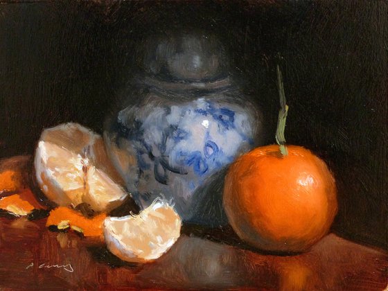 Clementines and a Porcelain Vase