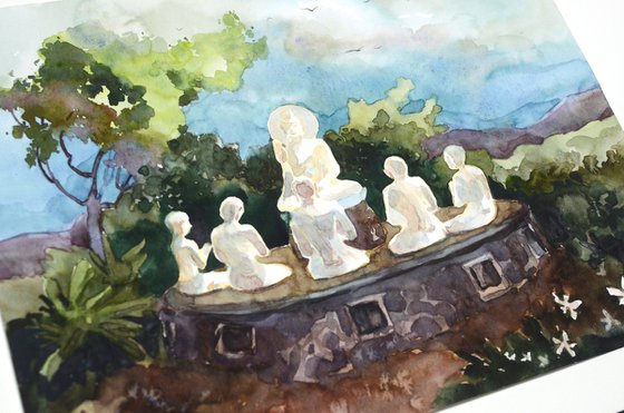 Statue of Buddha and disciples